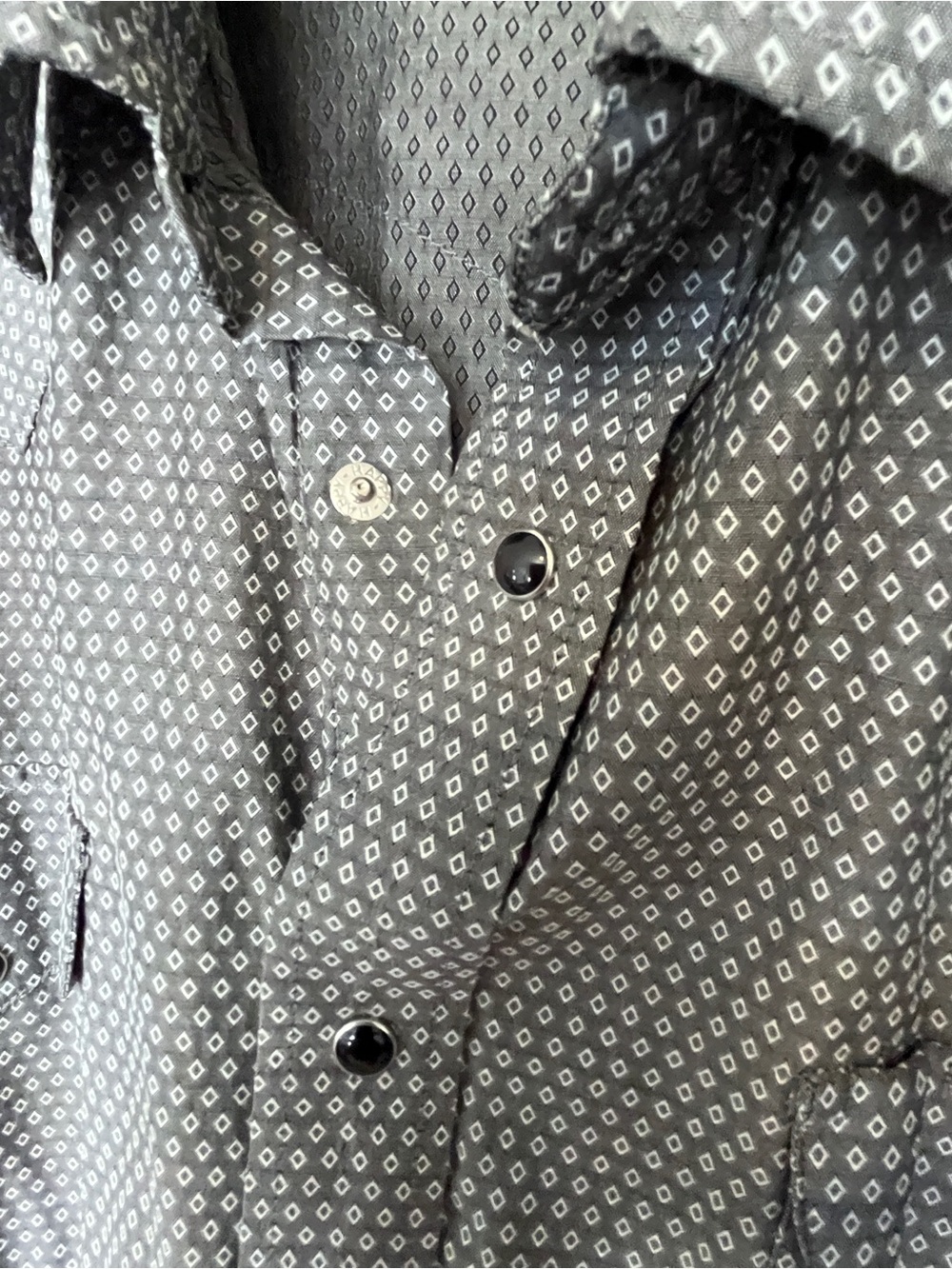 Western Style Panhandle Slim Men's Grey Geometric Shirt